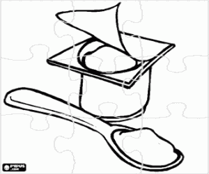 malvorlagen Puzzle von tasse joghurt und dem l�ffel ausmalbilder