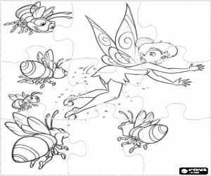 malvorlagen Puzzle von Tinkerbell unter �berrascht, eine Gruppe von Gl�hw�rmchen sehen ausmalbilder