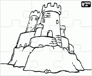 malvorlagen Puzzle von t�rme mit zinnen einer burg die auf den felsen ausmalbilder