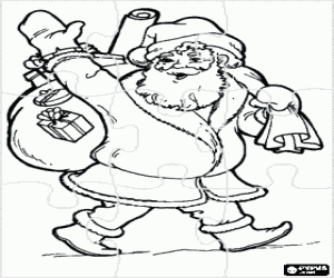 malvorlagen Puzzle von Weihnachtsmann oder Heiliger Nikolaus mit einem sack voller geschenke - Weihnachten puzzle ausmalbilder