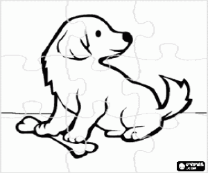 malvorlagen Puzzle von welpe mit einem knochen ausmalbilder
