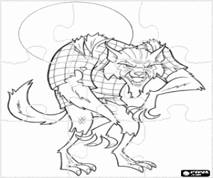 malvorlagen Puzzle von Werwolf oder Wolf Mann in einer Mondnacht ausmalbilder
