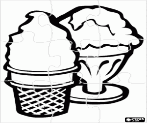 malvorlagen Puzzle von zwei eis in eine tasse und eine weitere tasse glas ausmalbilder
