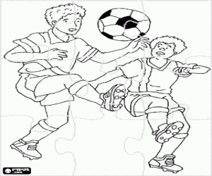 malvorlagen Puzzle von zwei fu�baller gegen den ball ausmalbilder