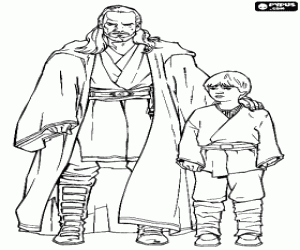 malvorlagen Qui-Gon Jinn mit seinem Sch�tzling Anakin ausmalbilder