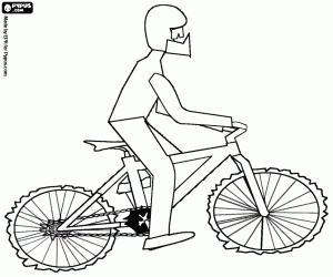malvorlagen Radfahrer bereit f�r ein Downhill-Rennen auf dem Rad ausmalbilder