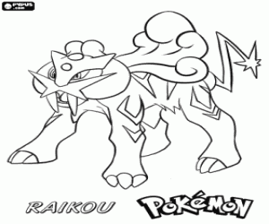malvorlagen Raikou ist ein Elektro-Pok�mon-Typ und einer der drei legend�ren Bestien ausmalbilder