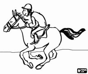 malvorlagen Reiten - Galoppierenden pferd mit jockey ausmalbilder