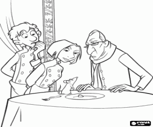 malvorlagen R�my, Alfredo und Colette mit lebensmitteln kritiker Anton Ego im restaurant ausmalbilder