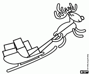 malvorlagen Reno magische ziehen einen Schlitten voller Weihnachtsgeschenke ausmalbilder