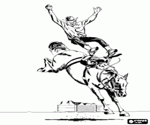 malvorlagen Rodeo - reiten von wildpferden mit sattel ausmalbilder