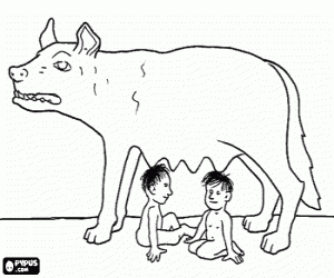 malvorlagen Romulus und Remus, die Gr�nder von Rom, ges�ugt von einer W�lfin ausmalbilder