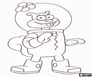 malvorlagen Sandy Cheeks, ein Eichh�rnchen, die einen Anzug tragen m�ssen und einen speziellen Helm unter Wasser leben ausmalbilder