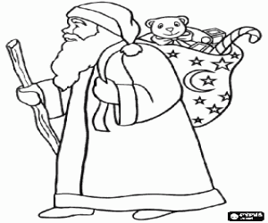 malvorlagen Santa Claus mit einem Sack voller Weihnachtsgeschenke ausmalbilder