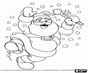 malvorlagen Santa Claus springen vor Freude in die Schneeflocken ausmalbilder