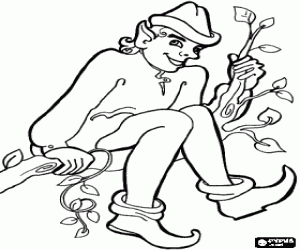 malvorlagen Schelmische elf sitzt auf dem zweig von einem baum ausmalbilder