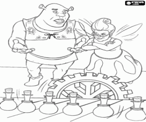 malvorlagen Shrek im Gespr�ch mit der Fee �ber Zauberformel "Zum Gl�ck f�r immer" ausmalbilder