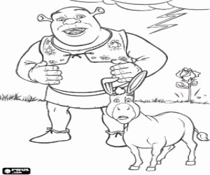 malvorlagen Shrek und Esel �berrascht von dem L�rm durch Blitzschlag ausmalbilder