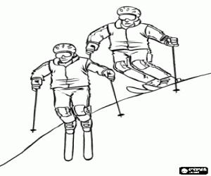 malvorlagen Skifahrer, einen Abstieg auf dem steilen Pfad ausmalbilder