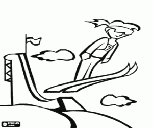 malvorlagen Skifahrer in der mitte des fluges durch einen sprung aus einem trampolin ausmalbilder