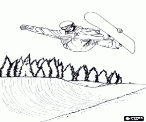 malvorlagen Snowboarder macht einen Trick auf einer Halfpipe, Reiter �ben der Free-Style Snowboard ausmalbilder