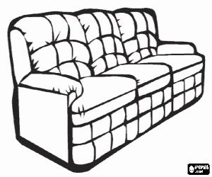 malvorlagen Sofa oder couch mit drei sitzen, leder gepolsterte ausmalbilder