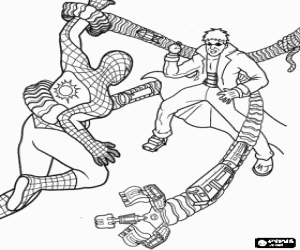malvorlagen Spiderman bek�mpfung der b�sewicht Doctor Octopus, einem seiner gr��ten feinde ausmalbilder