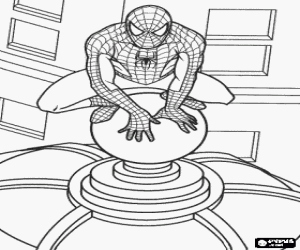 malvorlagen Spiderman, die Spinne, das hausen auf der kuppel des geb�udes ausmalbilder