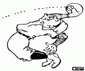 malvorlagen Spieler, der verteidigung, die den ball in der luft ausmalbilder