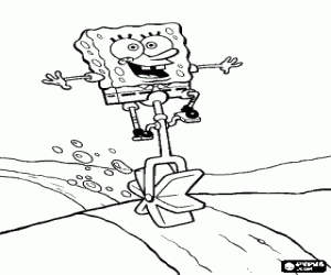 malvorlagen SpongeBob ritt auf einem Einrad, einem zweir�drigen Kraftfahrzeugen ausmalbilder