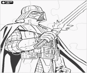 malvorlagen Star Wars puzzle, Darth Vader mit seinem lichtschwert ausmalbilder