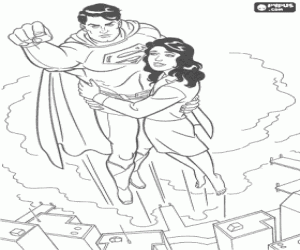 malvorlagen Superman fliegt �ber die stadt, zusammen mit Lois Lane, reporter und seine wahre und gro�e liebe ausmalbilder