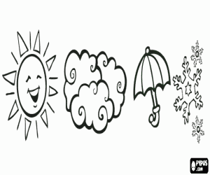 malvorlagen Symbole Wetter oder Meteo - Sonne, wolken, regen und schnee ausmalbilder