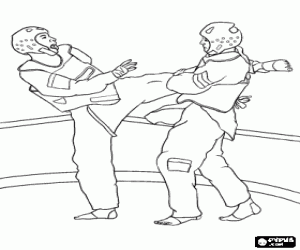 malvorlagen Taekwondo Combat, ein Athlet �ben der Schusstechnik ausmalbilder