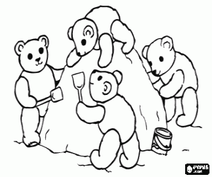 malvorlagen Teddy b�rs spielen am strand von einem gro�en berg von sand ausmalbilder