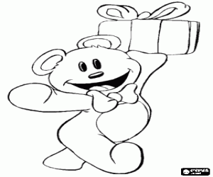 malvorlagen Teddyb�r mit einem Geburtstagsgeschenk ausmalbilder