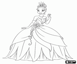 malvorlagen Tiana, ein sch�nes M�dchen mit einem sch�nen Kleid ausmalbilder