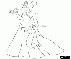 malvorlagen Tiana in dem Moment, den Frosch zu k�ssen, Naveen ausmalbilder