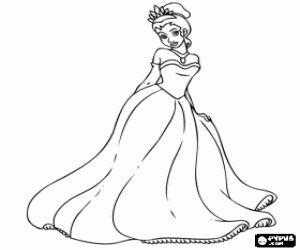 malvorlagen Tiana mit einer sch�nen Party-Kleid ausmalbilder