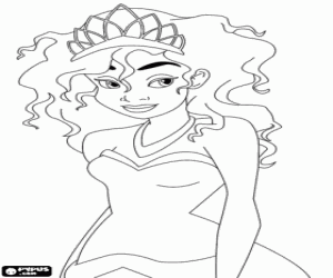 malvorlagen Tiana, Prinzessin Tiana mit wirren Haaren und eine Tiara ausmalbilder