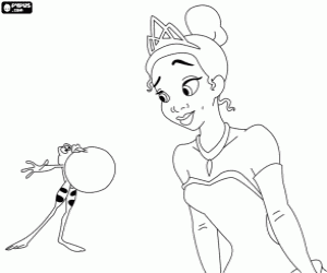 malvorlagen Tiana Spa� beim Anschauen der Frosch F�rsten Bem�hungen, sie zu k�ssen ausmalbilder