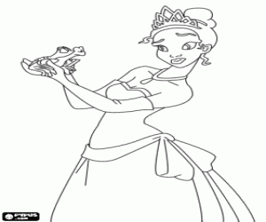 malvorlagen Tiana �berrascht die Froschk�nig in der Hand wartet auf sie zu k�ssen ausmalbilder