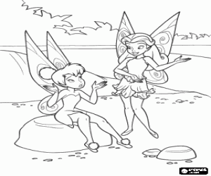 malvorlagen Tinker Bell und Rosetta sprach am Ufer des Flusses ausmalbilder