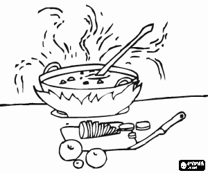 malvorlagen Topf Suppe in der K�che Feuer ausmalbilder