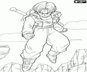 malvorlagen Trunks, halb Mensch und halb Saiyajin, der Sohn von Vegeta und Bulma ausmalbilder