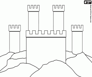 malvorlagen T�rme mit zinnen einer burg die auf den felsen ausmalbilder