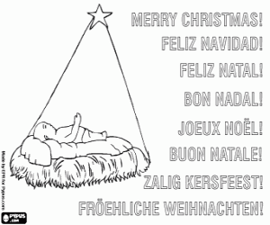 malvorlagen Weihnachten Grusskarte mit dem Jesuskind unter dem Stern ausmalbilder