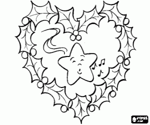 malvorlagen Weihnachten herzf�rmige bl�tter aus stechpalme und einem stern in der mitte ausmalbilder