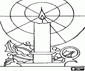 malvorlagen Weihnachten kerzenlicht mit der flamme leuchtet ein schild mit stechpalme bl�tter ausmalbilder