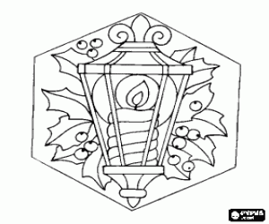 malvorlagen Weihnachten Lampe mit brennenden kerzen und stechpalme dekorationen ausmalbilder